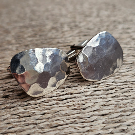 Vintage 1970s Hammered Sterling Silver Cufflinks by Artform Jewellery 1973