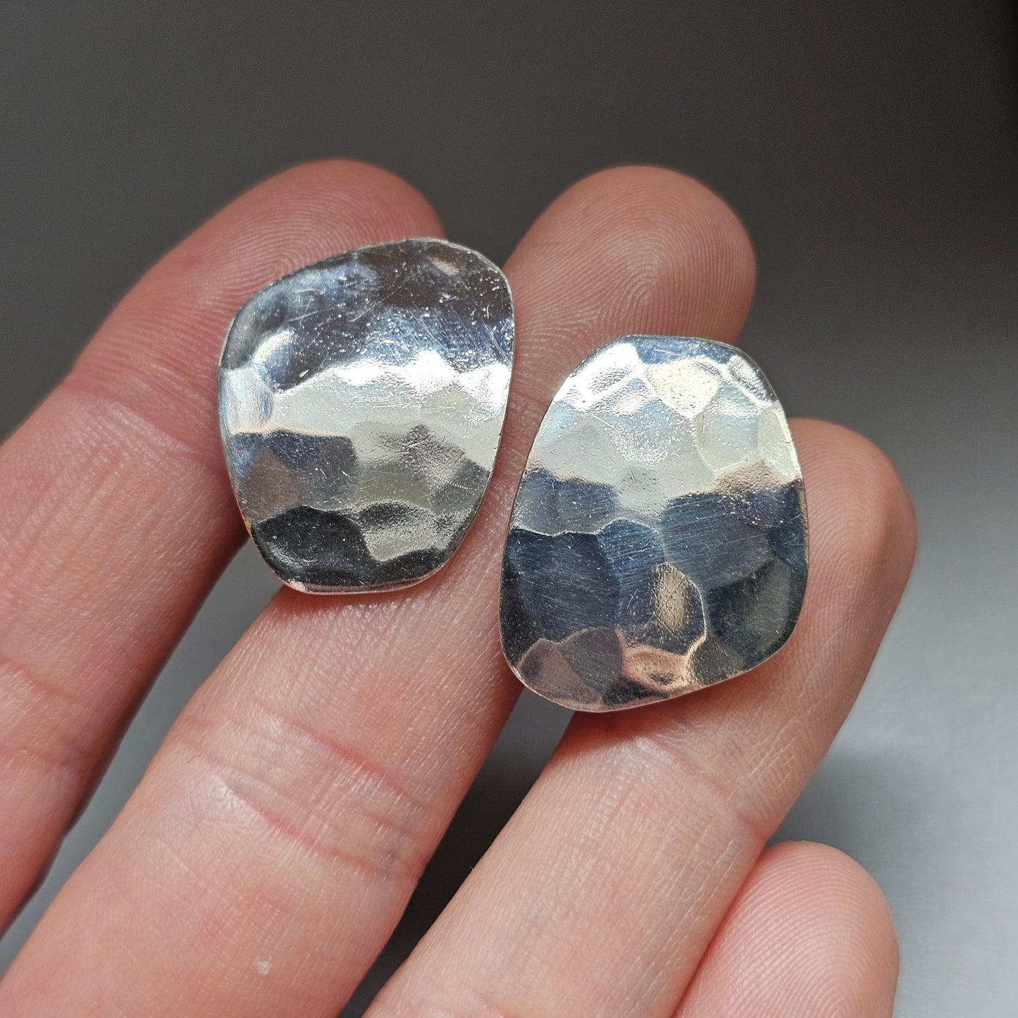 Vintage 1970s Hammered Sterling Silver Cufflinks by Artform Jewellery 1973