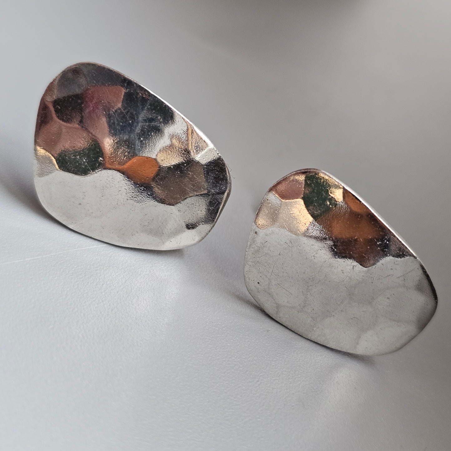 Vintage 1970s Hammered Sterling Silver Cufflinks by Artform Jewellery 1973