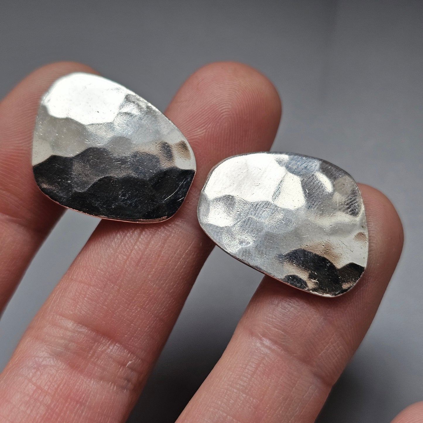 Vintage 1970s Hammered Sterling Silver Cufflinks by Artform Jewellery 1973