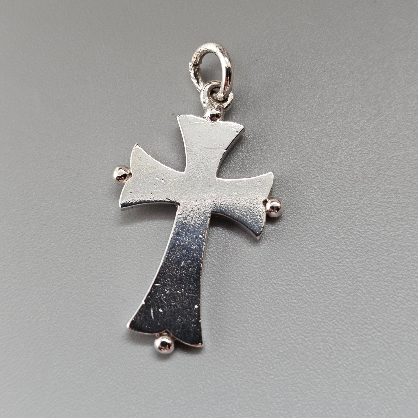 Victorian 1880s Hallmarked Sterling Silver Cross Necklace Pendant 1889