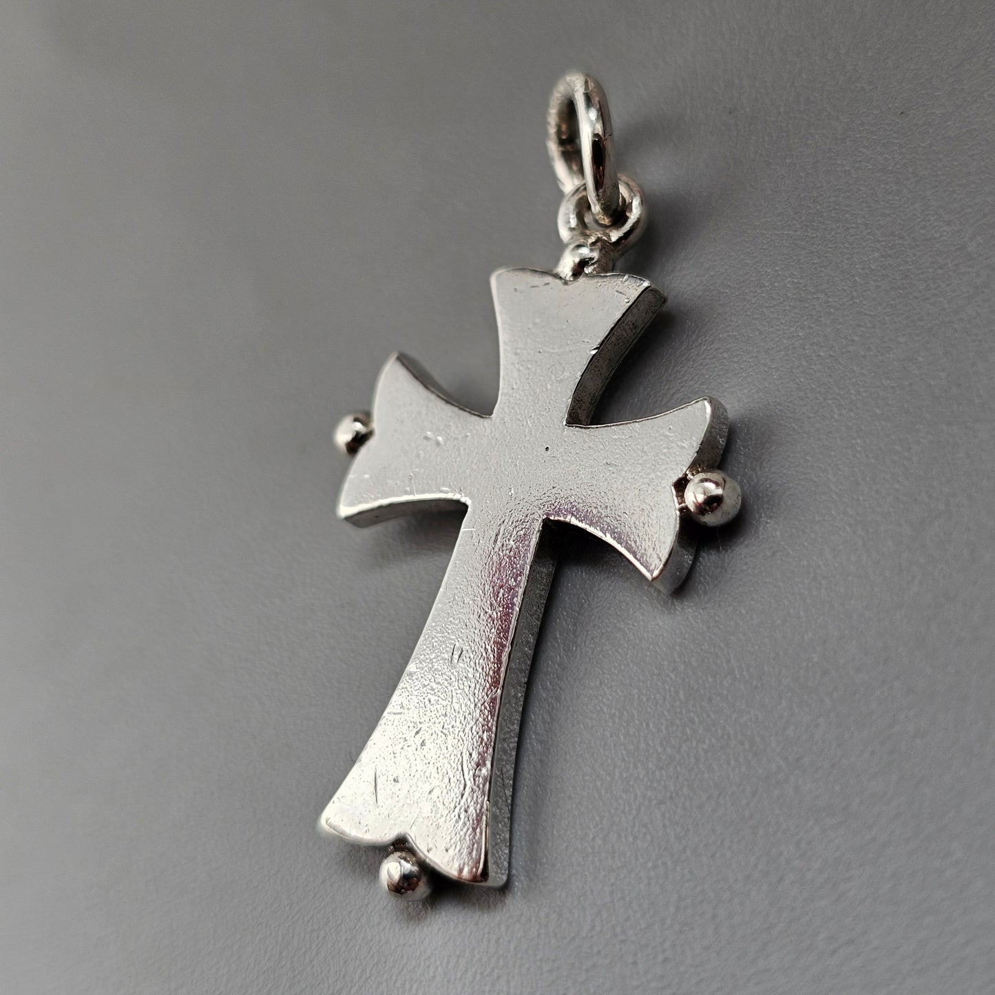 Victorian 1880s Hallmarked Sterling Silver Cross Necklace Pendant 1889