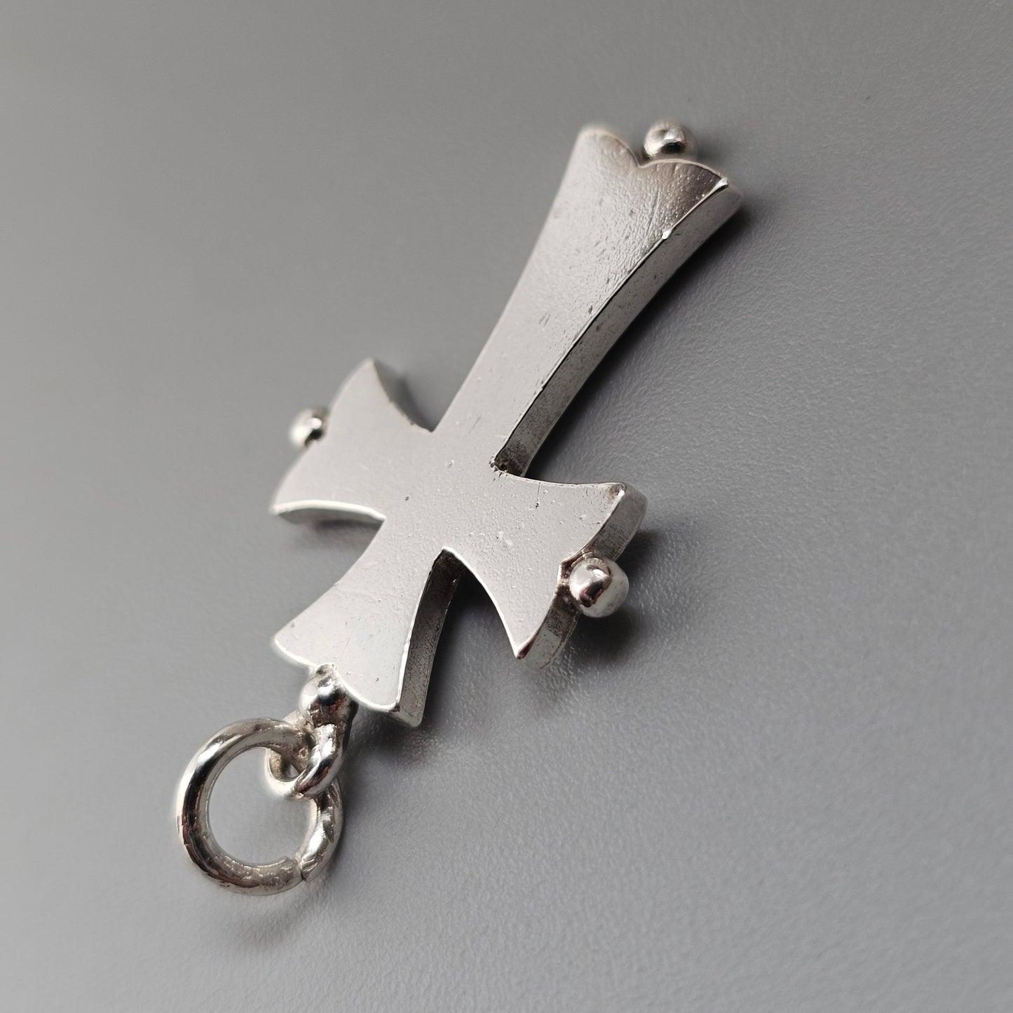 Victorian 1880s Hallmarked Sterling Silver Cross Necklace Pendant 1889