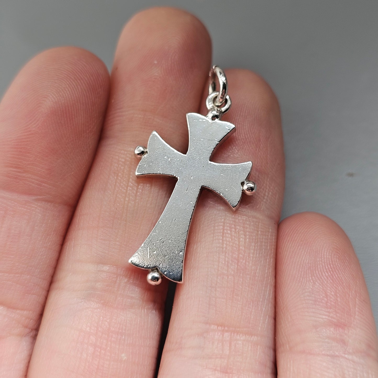 Victorian 1880s Hallmarked Sterling Silver Cross Necklace Pendant 1889