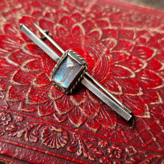 Vintage Art Deco Era Silver Butterfly Wing Bar Brooch