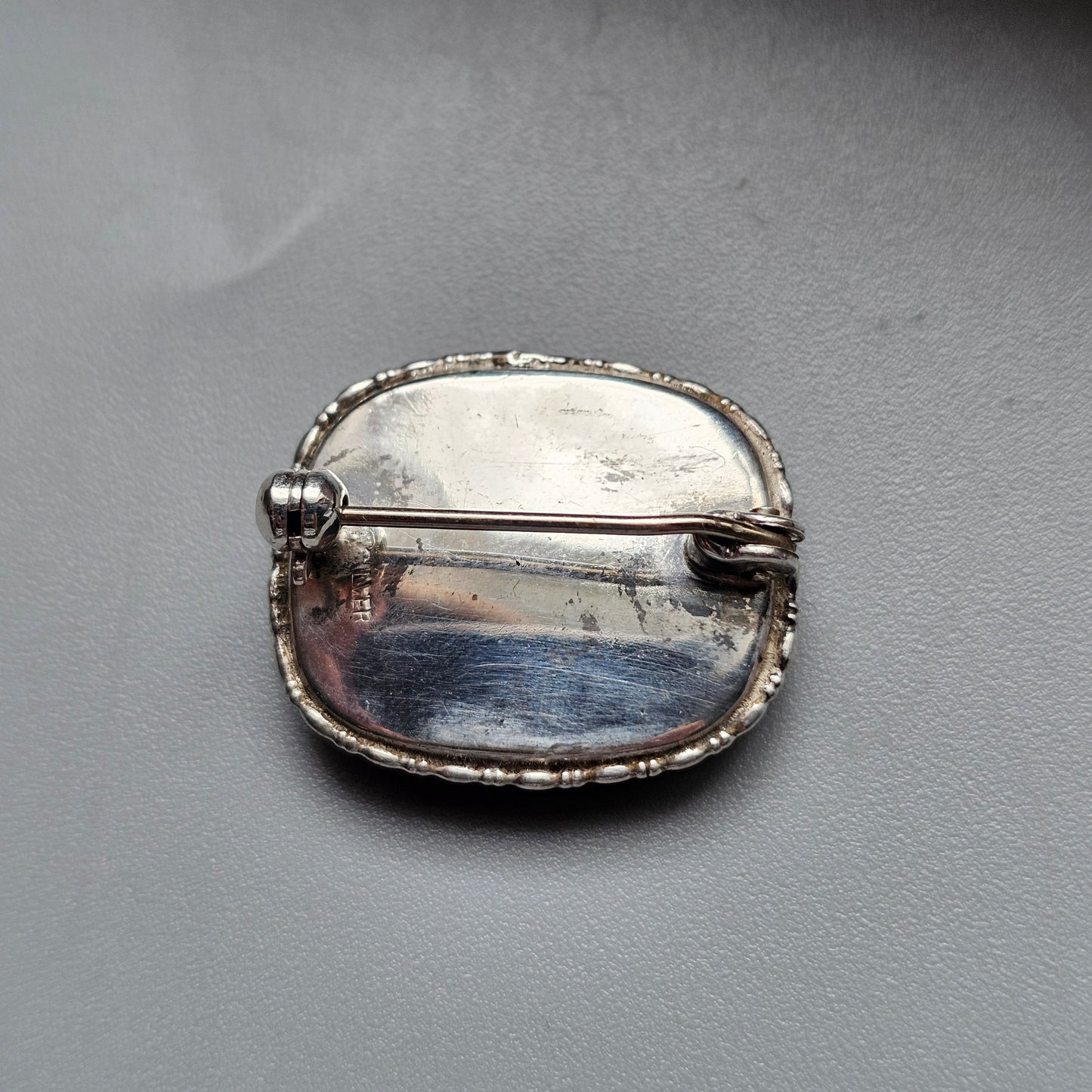 Vintage Small Silver Brooch with Blue John Stone