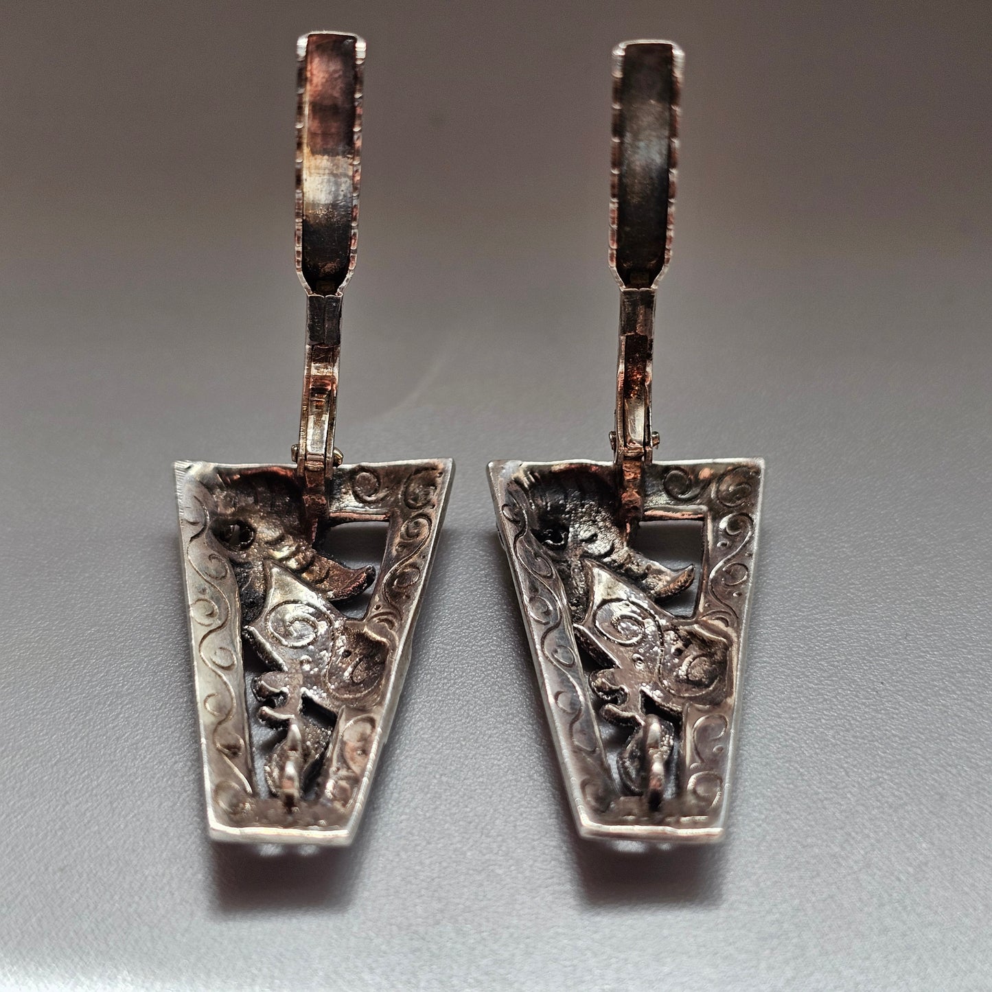 Pair of 1930s Art Deco Marcasite Dress Clips in Silver Tone Metal