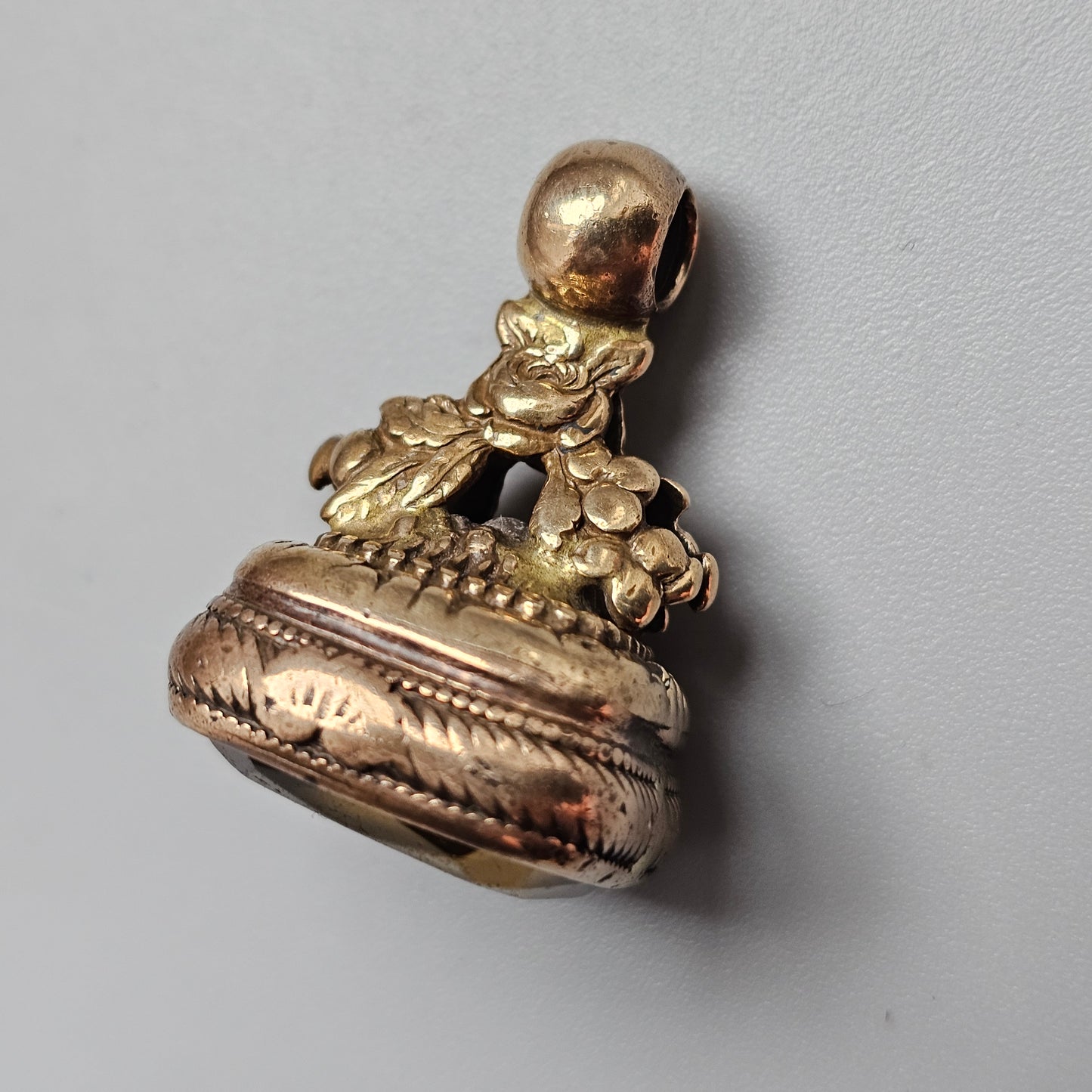 Antique Gold Plated Watch Fob with Yellow Glass Paste Stone