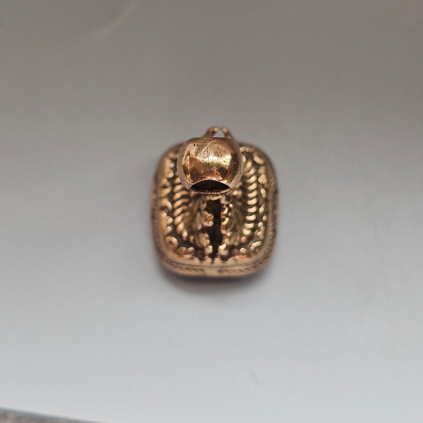 Antique Gold Plated Watch Fob with Yellow Glass Paste Stone