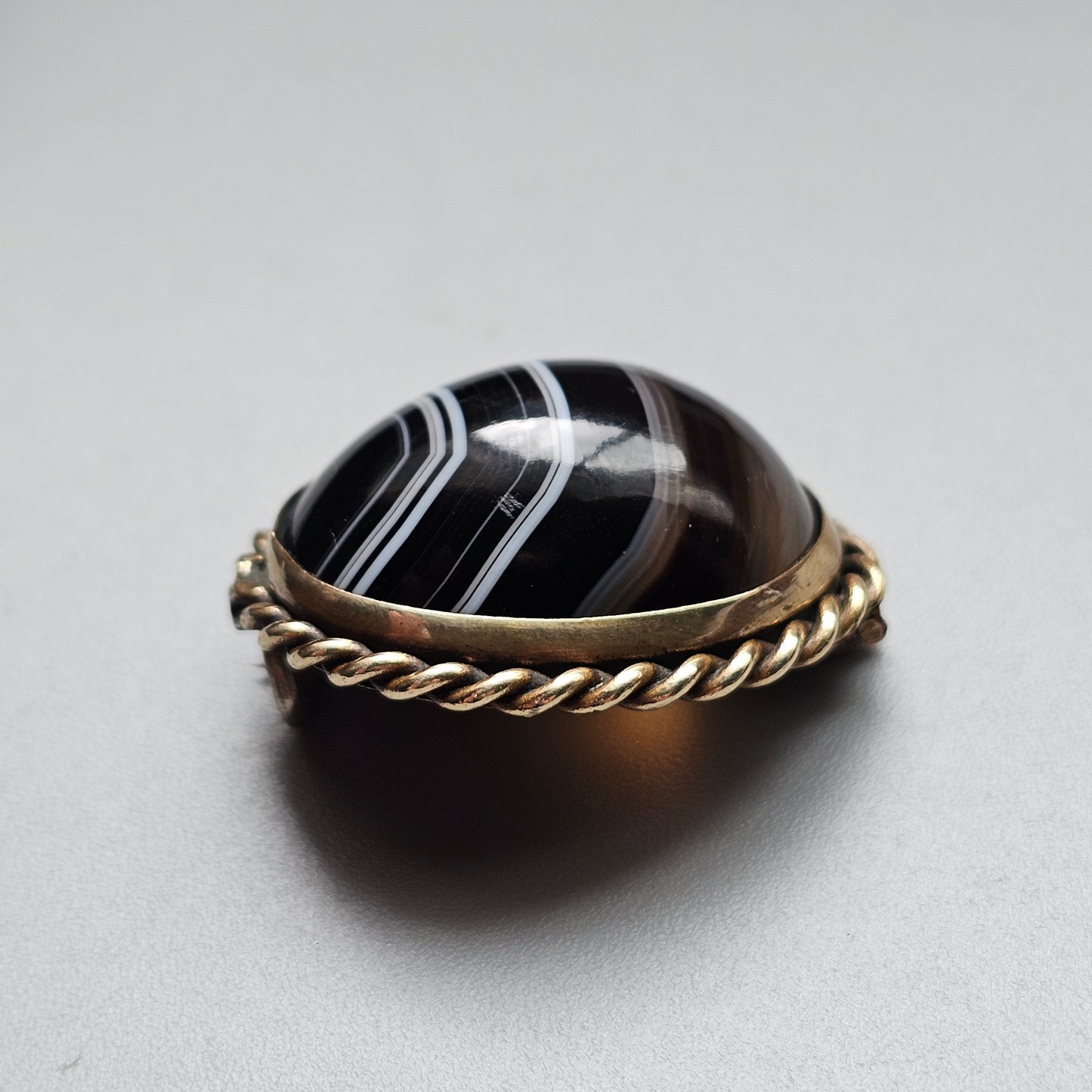 Antique Scottish Banded Agate Brooch