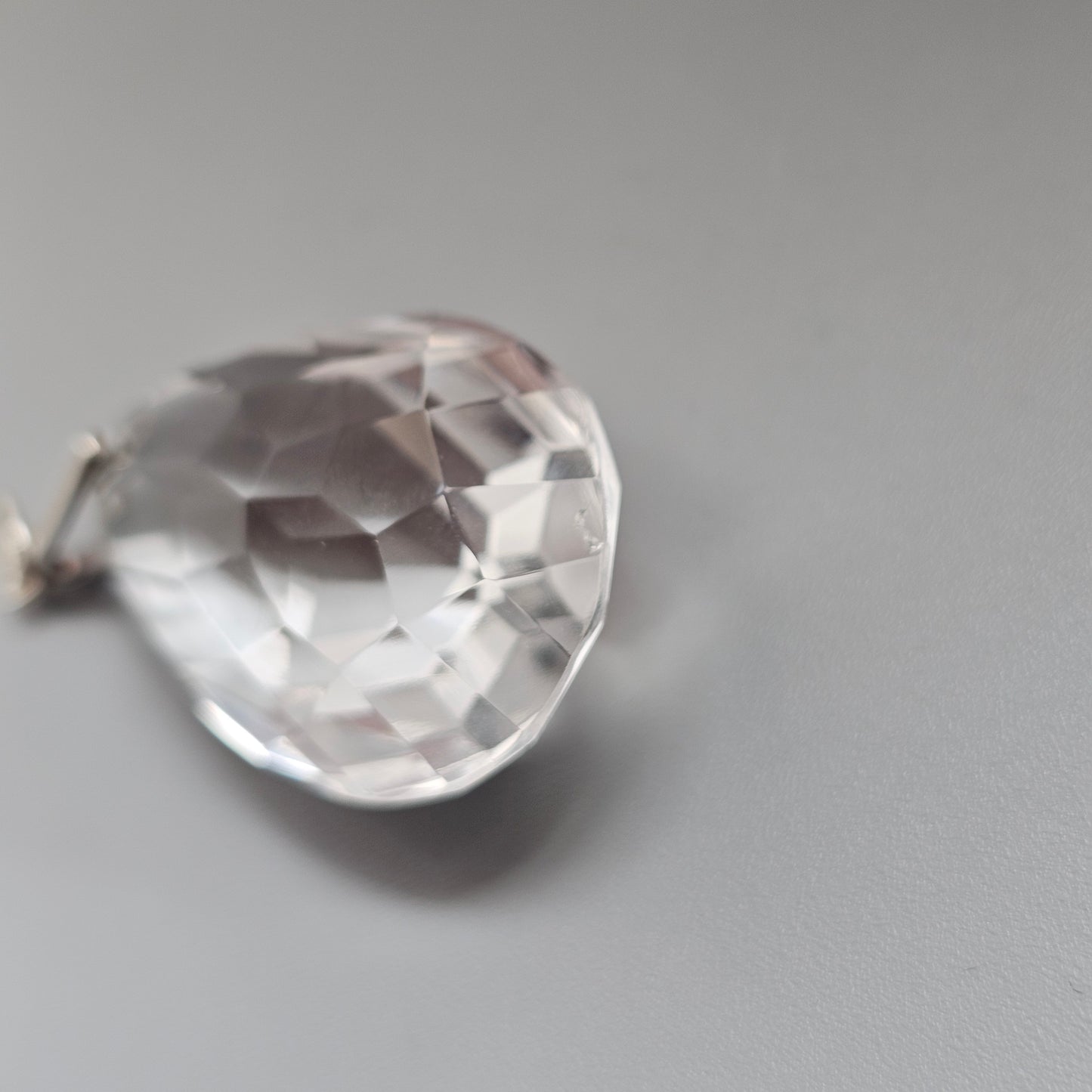 Art Deco 1920s 1930s Faceted Rock Crystal Teardrop Necklace Pendant