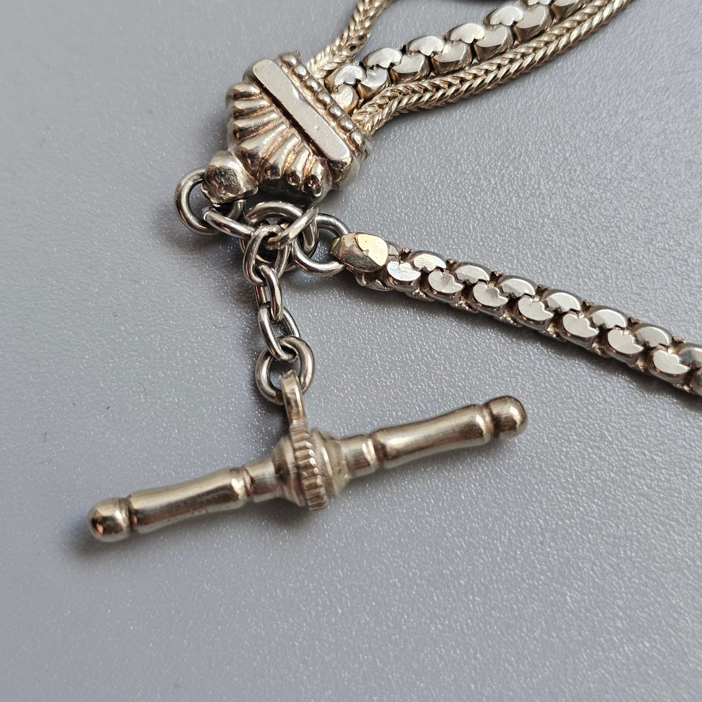 Antique Victorian N C Reading & Co Albertina Watch Chain White Metal