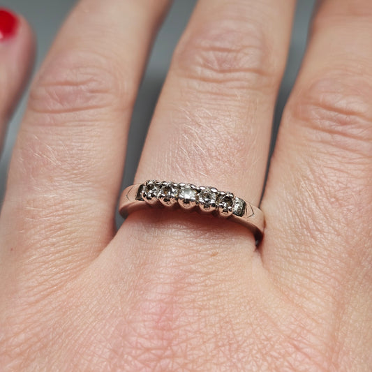 Vintage Sterling Silver Cubic Zirconia Five Stone Ring
