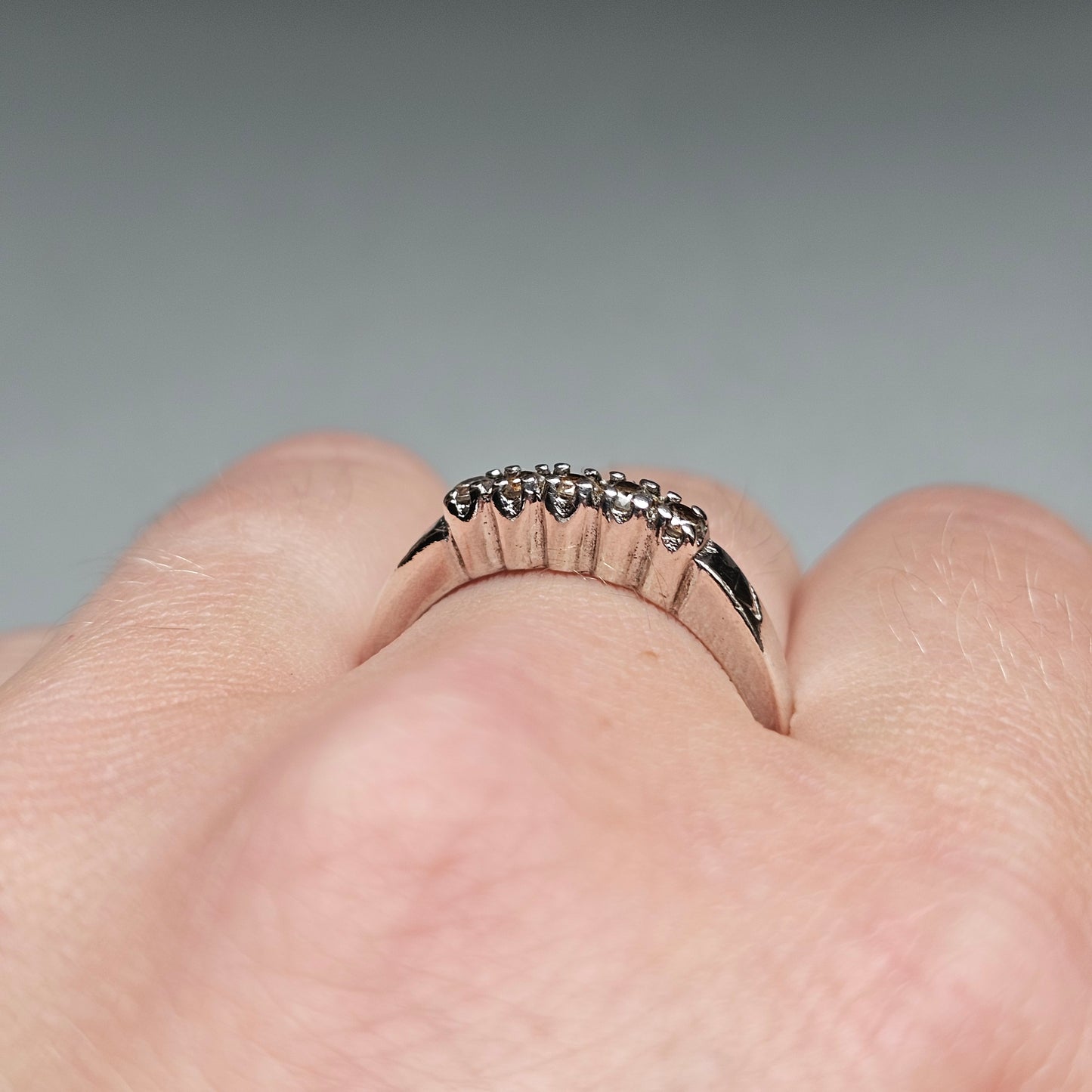 Vintage Sterling Silver Cubic Zirconia Five Stone Ring