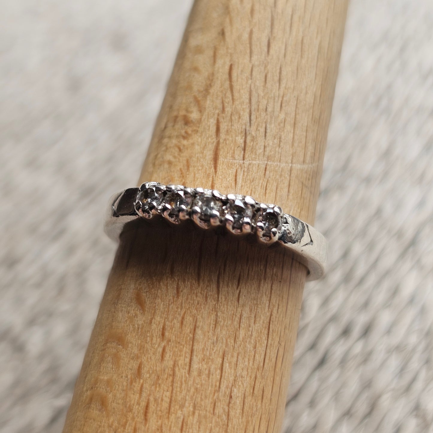 Vintage Sterling Silver Cubic Zirconia Five Stone Ring