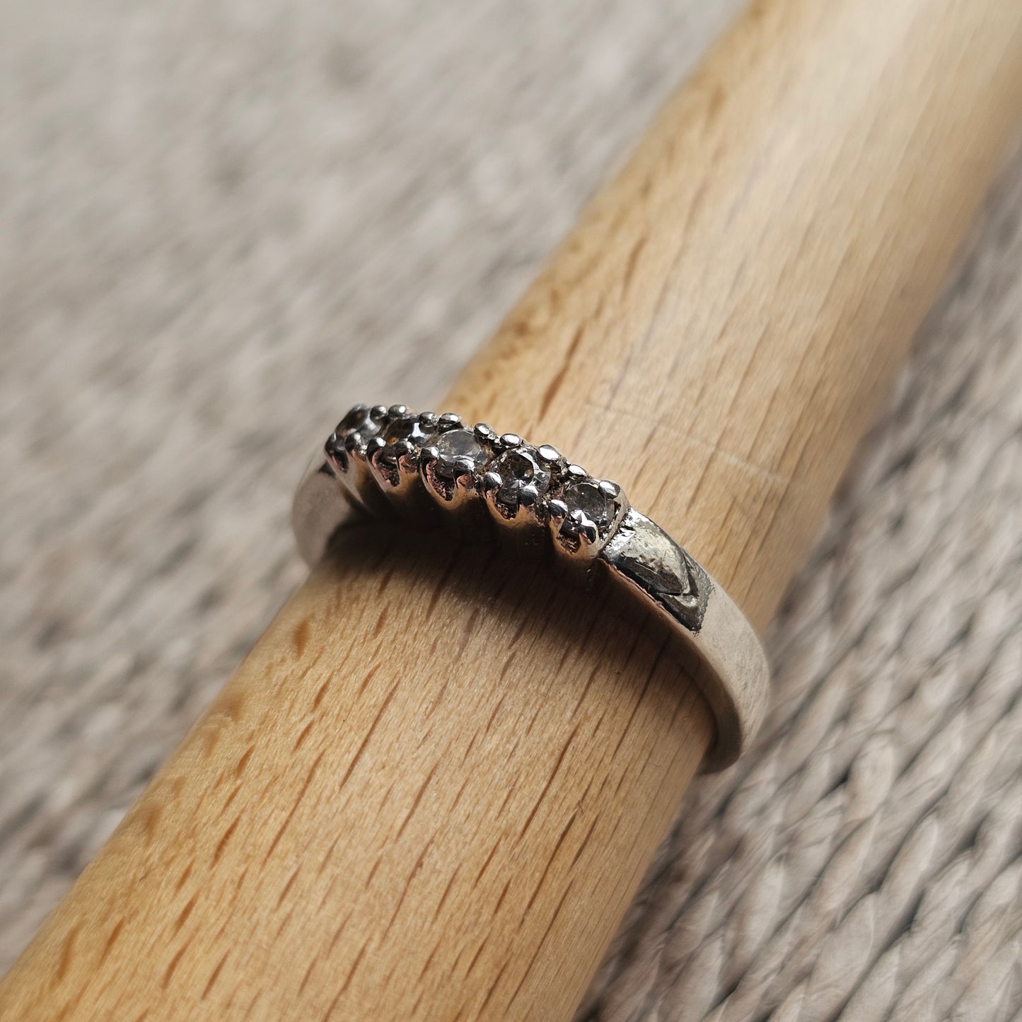 Vintage Sterling Silver Cubic Zirconia Five Stone Ring