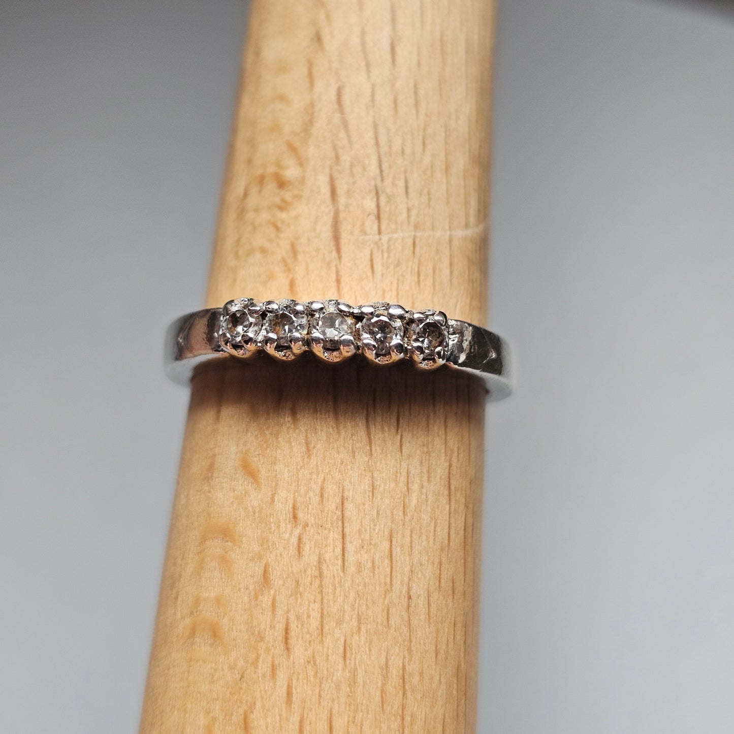Vintage Sterling Silver Cubic Zirconia Five Stone Ring