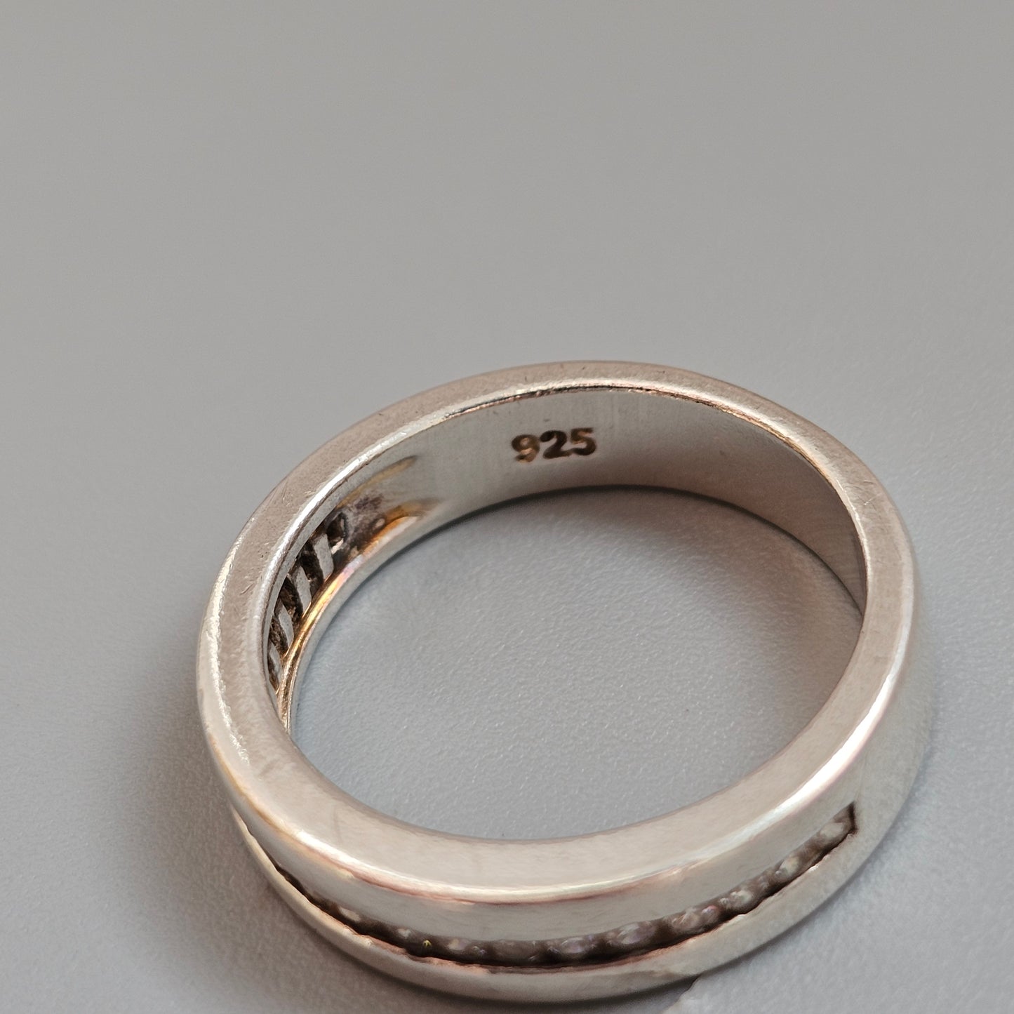 Vintage Sterling Silver Cubic Zirconia Channel Band Ring