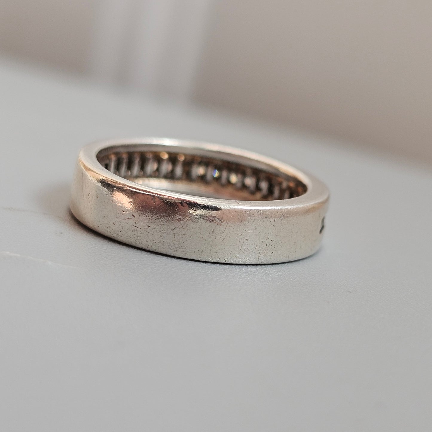 Vintage Sterling Silver Cubic Zirconia Channel Band Ring
