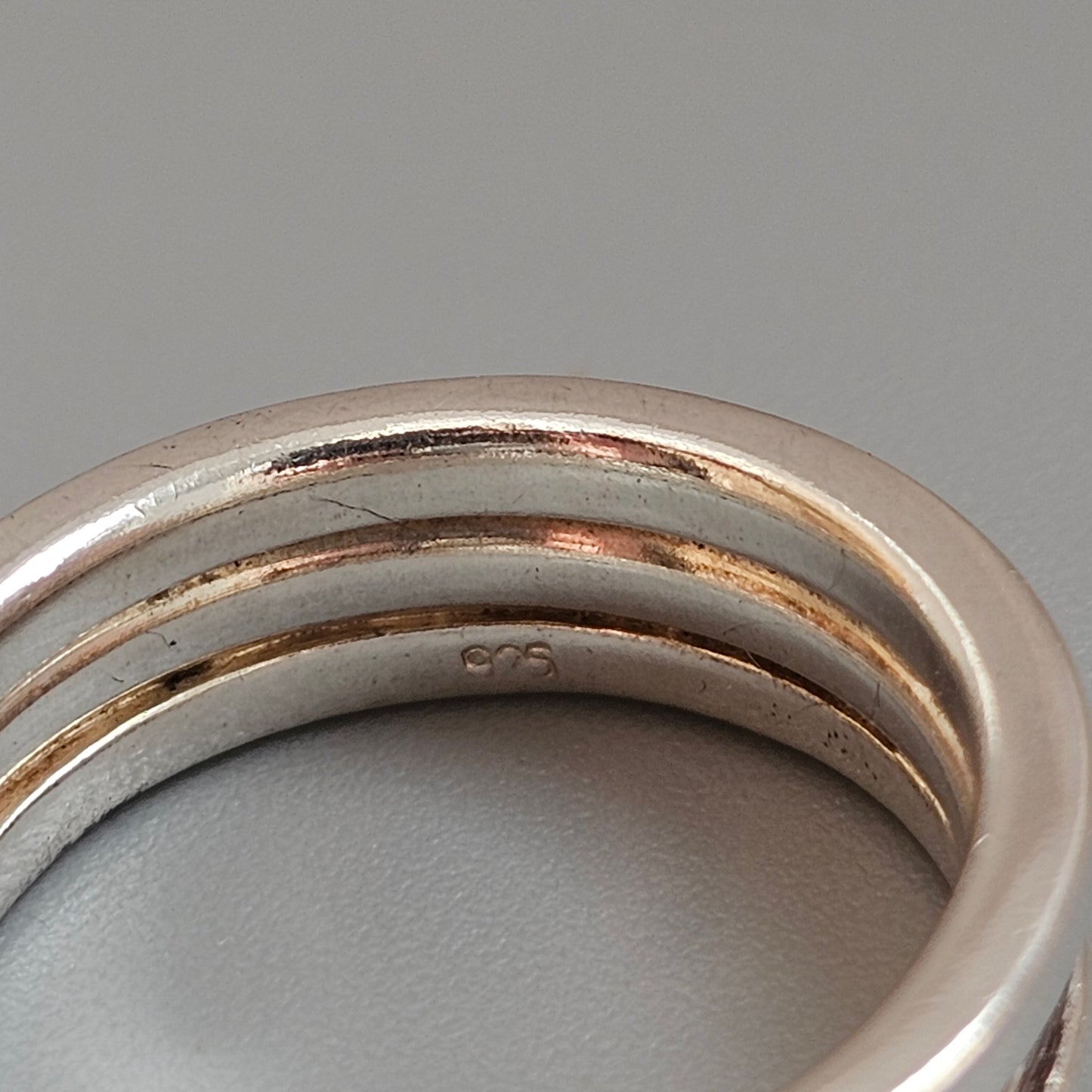 Vintage Sterling Silver Textured Channel Band Ring