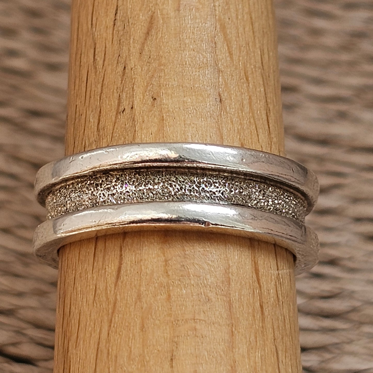 Vintage Sterling Silver Textured Channel Band Ring