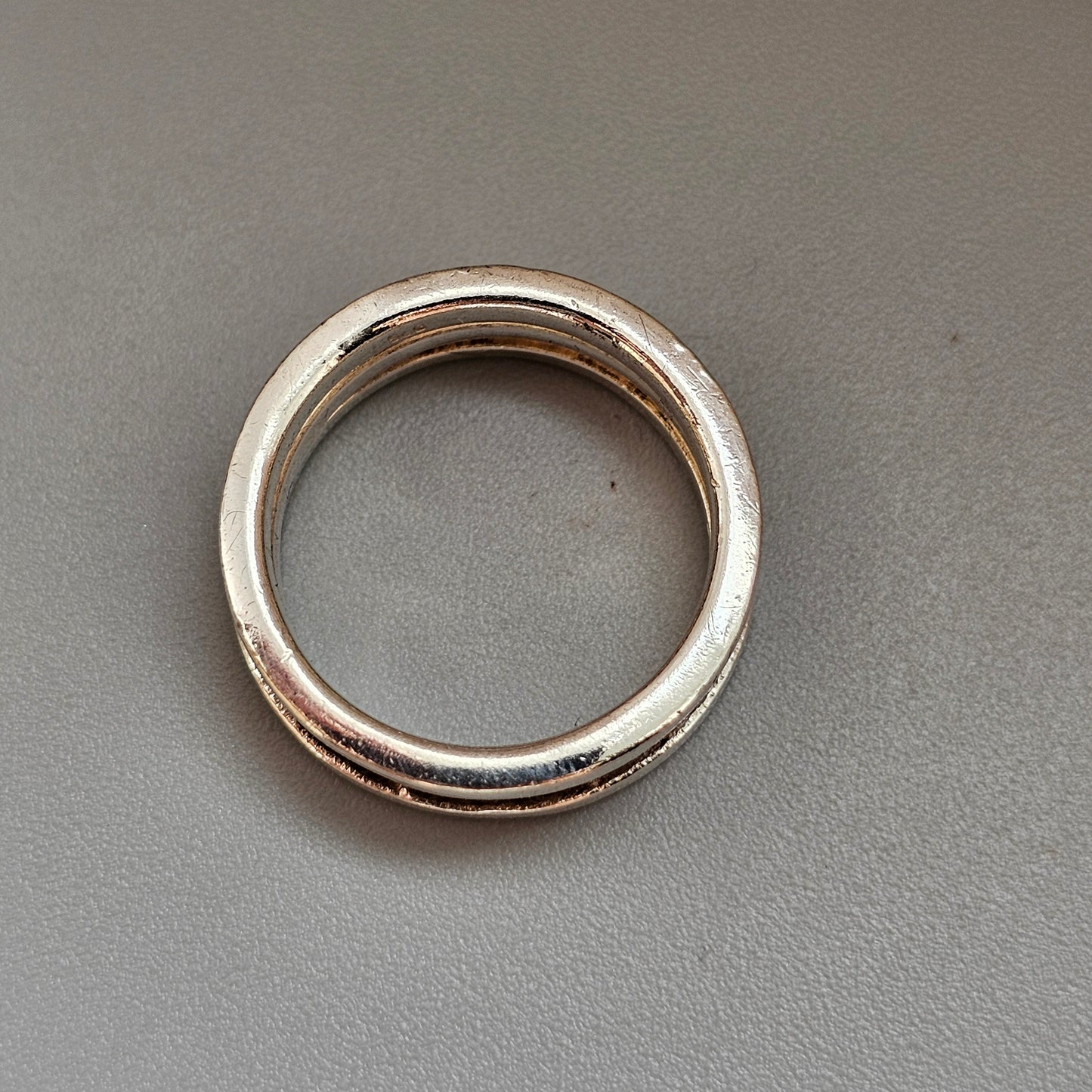 Vintage Sterling Silver Textured Channel Band Ring