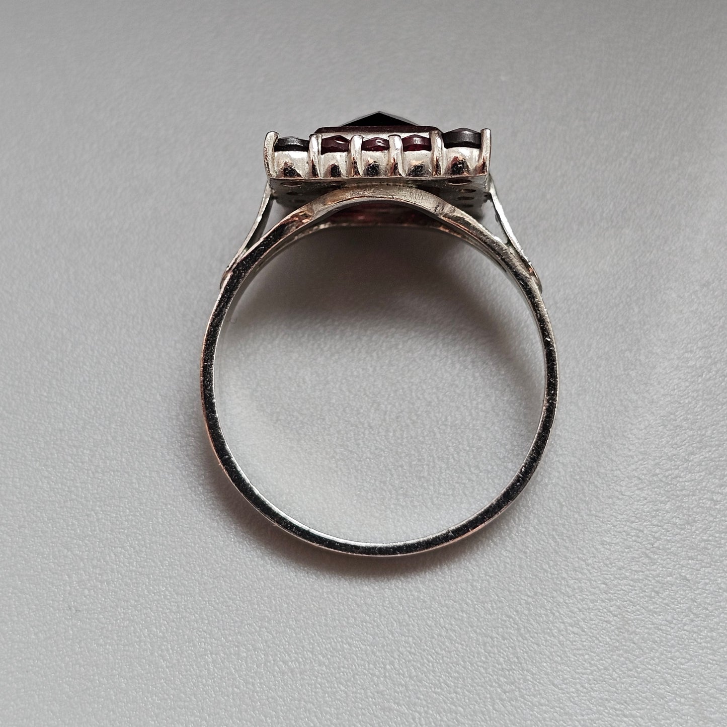 Vintage Sterling Silver Garnet Cluster Cocktail Ring