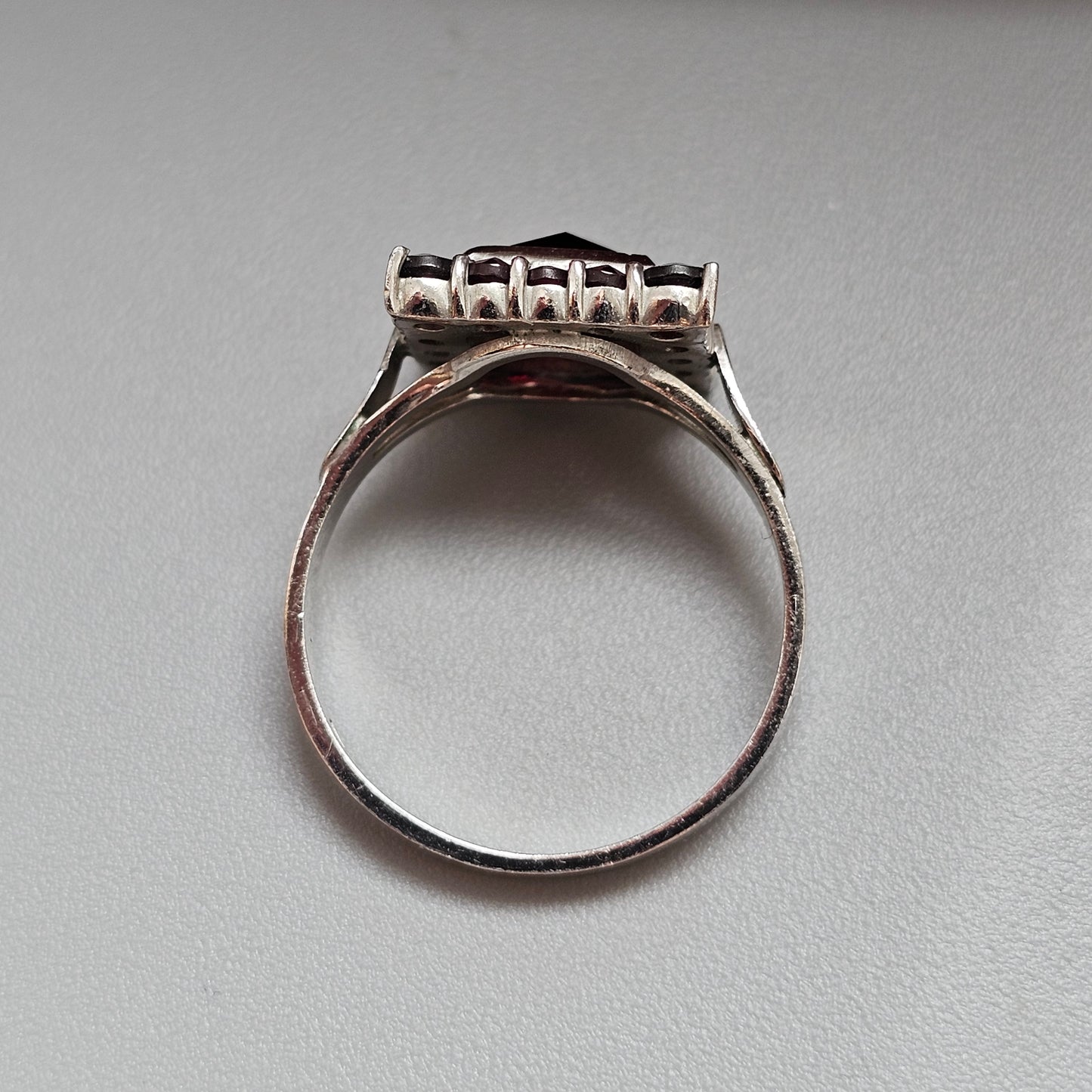 Vintage Sterling Silver Garnet Cluster Cocktail Ring