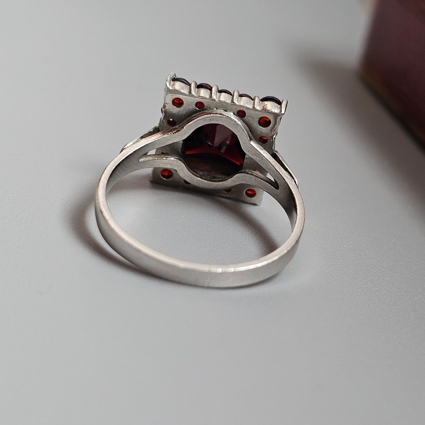 Vintage Sterling Silver Garnet Cluster Cocktail Ring