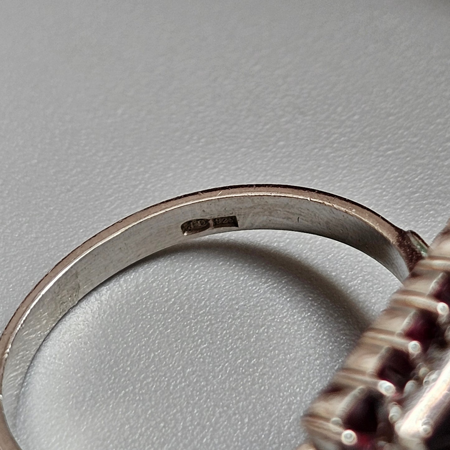 Vintage Sterling Silver Garnet Cluster Cocktail Ring