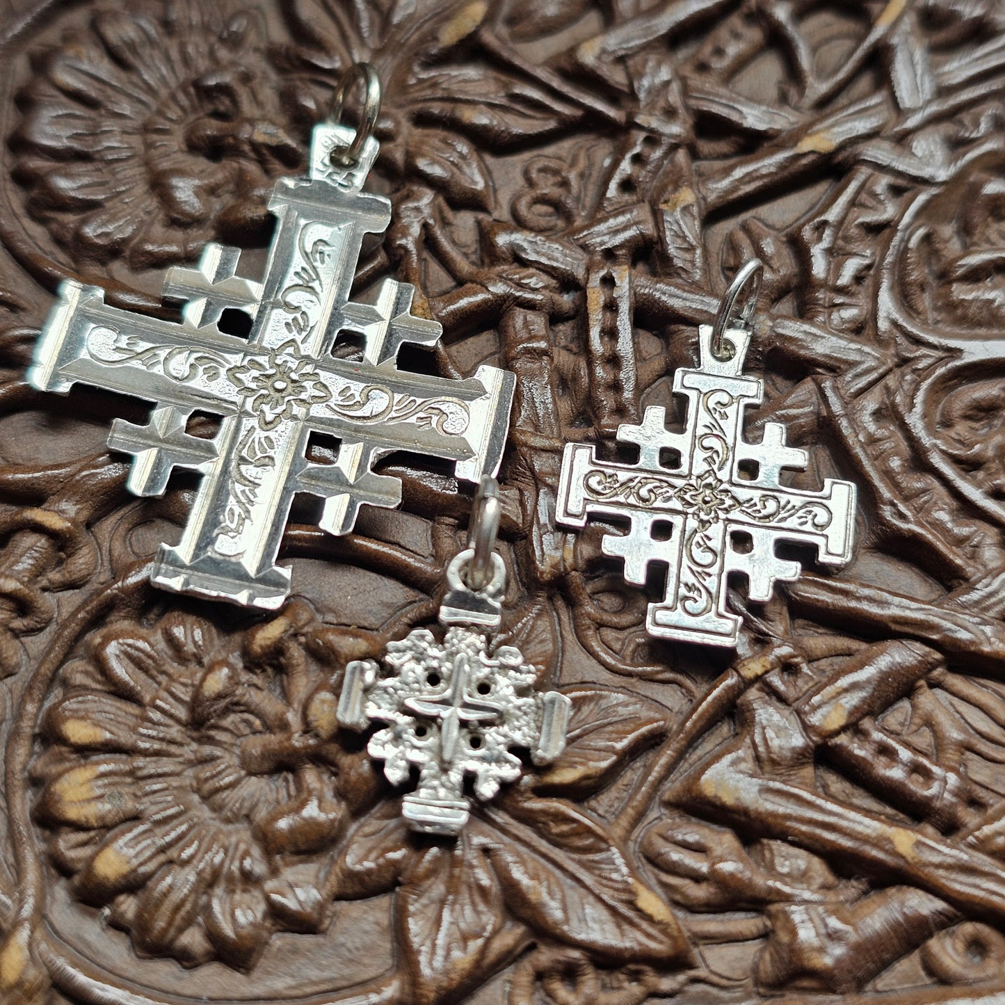 Vintage Silver Jerusalem Cross Pendants & Charms Choose Design