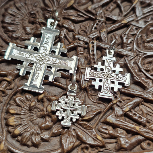 Vintage Silver Jerusalem Cross Pendants & Charms Choose Design