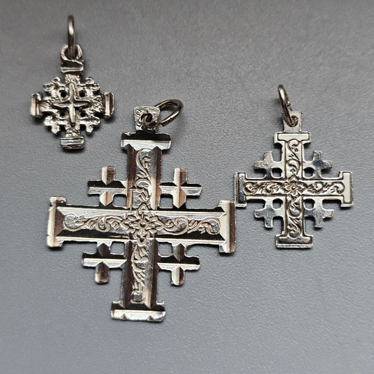 Vintage Silver Jerusalem Cross Pendants & Charms Choose Design
