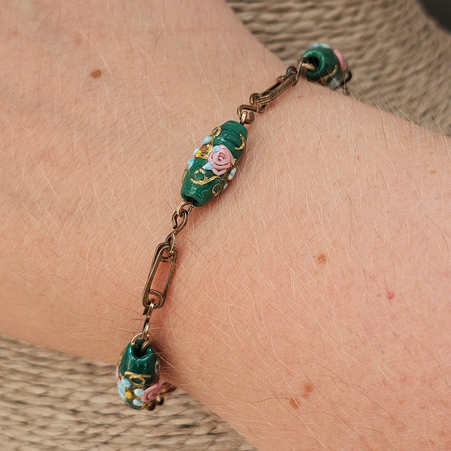 Vintage Art Deco Wedding Cake Bead Costume Jewellery Bracelet