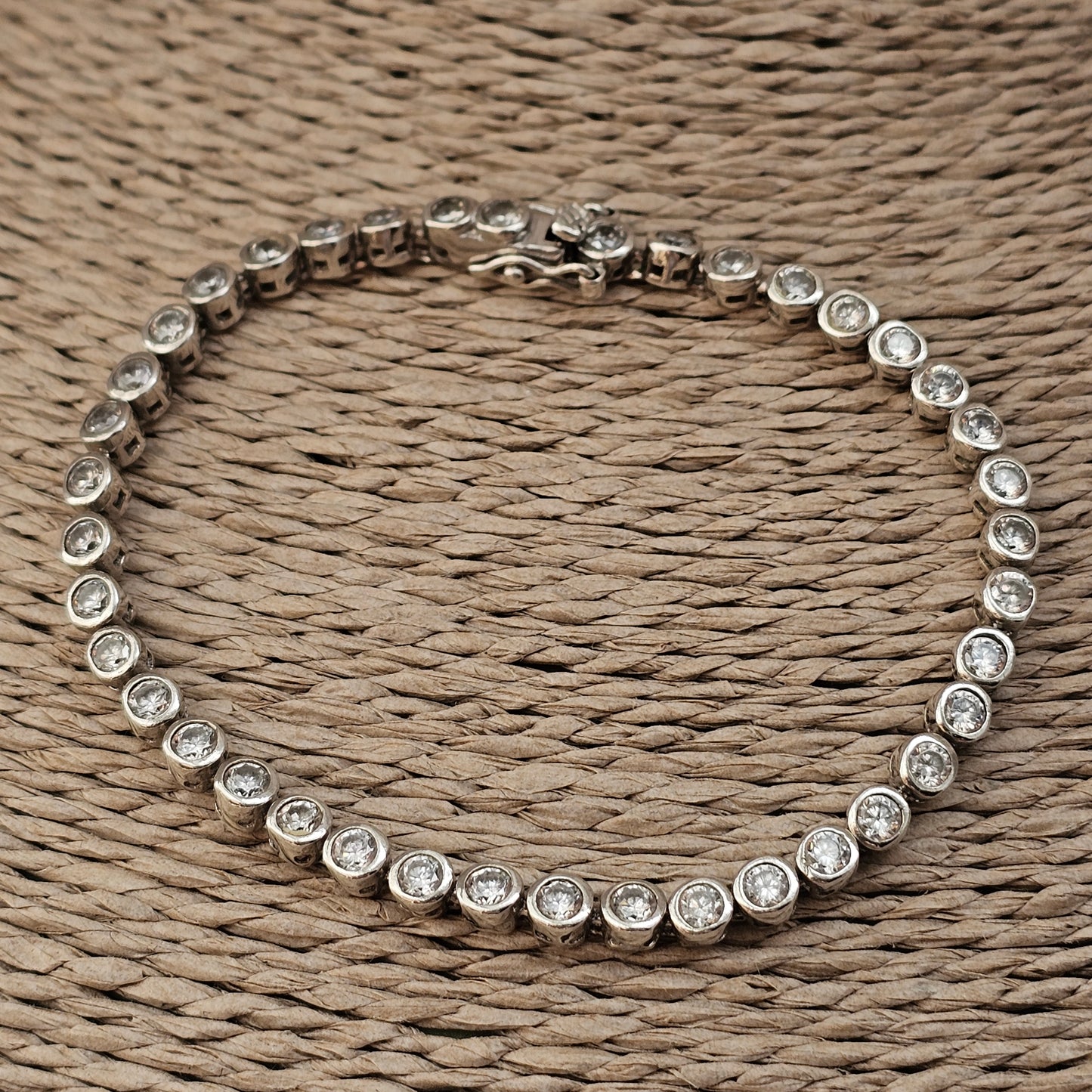 Contemporary Hallmarked Sterling Silver Cubic Zirconia Tennis Bracelet