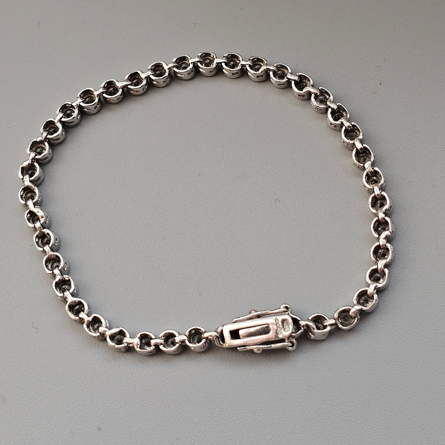 Contemporary Hallmarked Sterling Silver Cubic Zirconia Tennis Bracelet