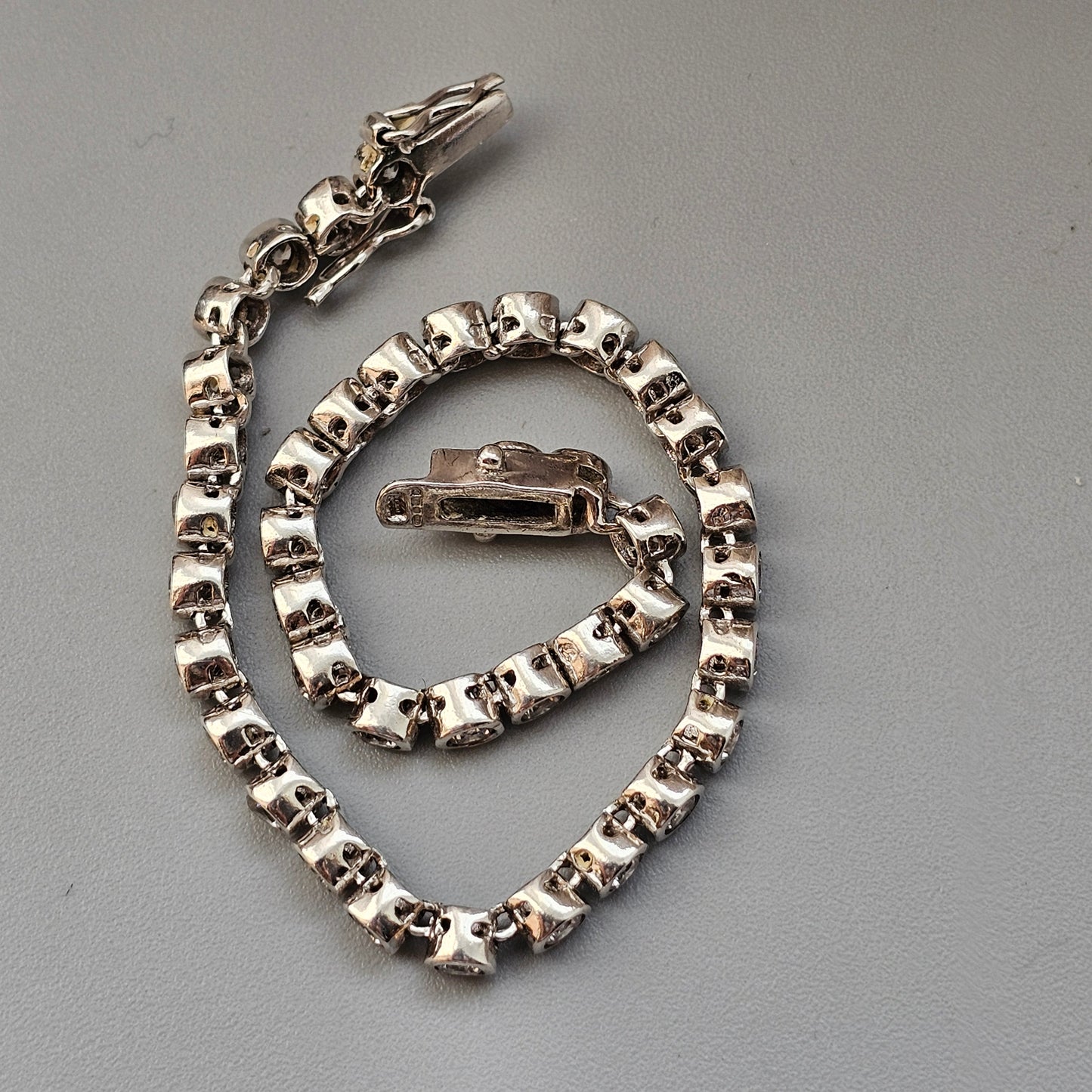 Contemporary Hallmarked Sterling Silver Cubic Zirconia Tennis Bracelet
