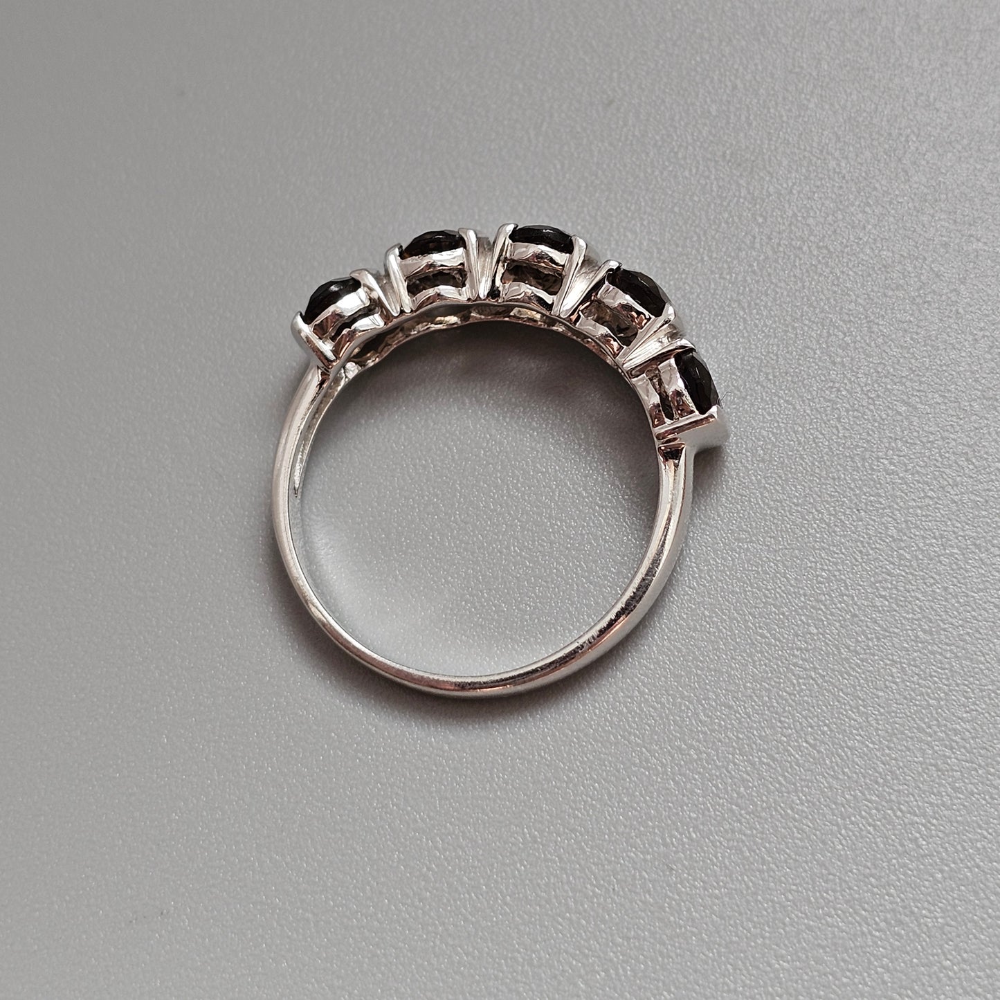 Sterling Silver Smoky Quartz Five Stone Ring