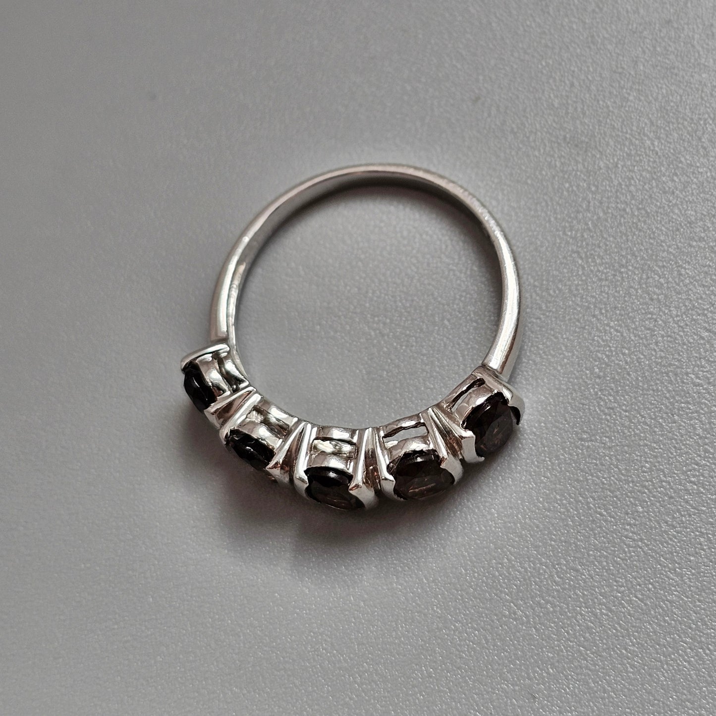 Sterling Silver Smoky Quartz Five Stone Ring