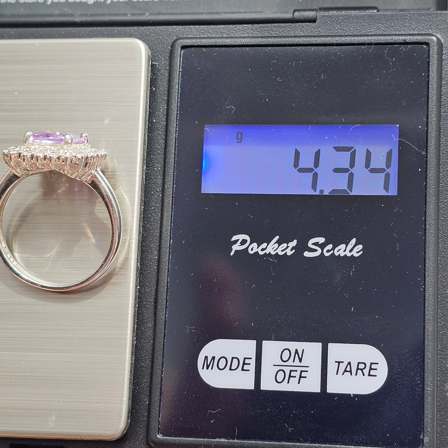 Sterling Silver Pale Purple Cubic Zirconia Halo Ring