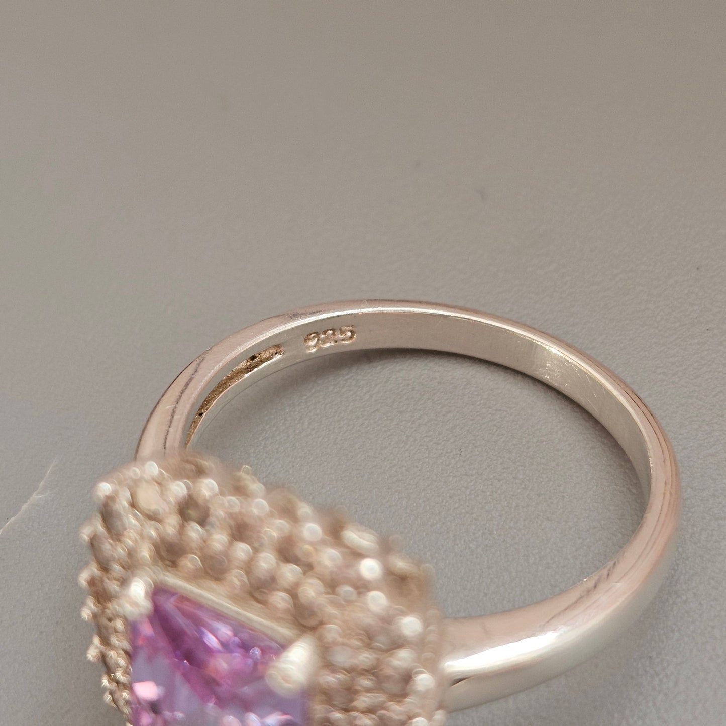 Sterling Silver Pale Purple Cubic Zirconia Halo Ring