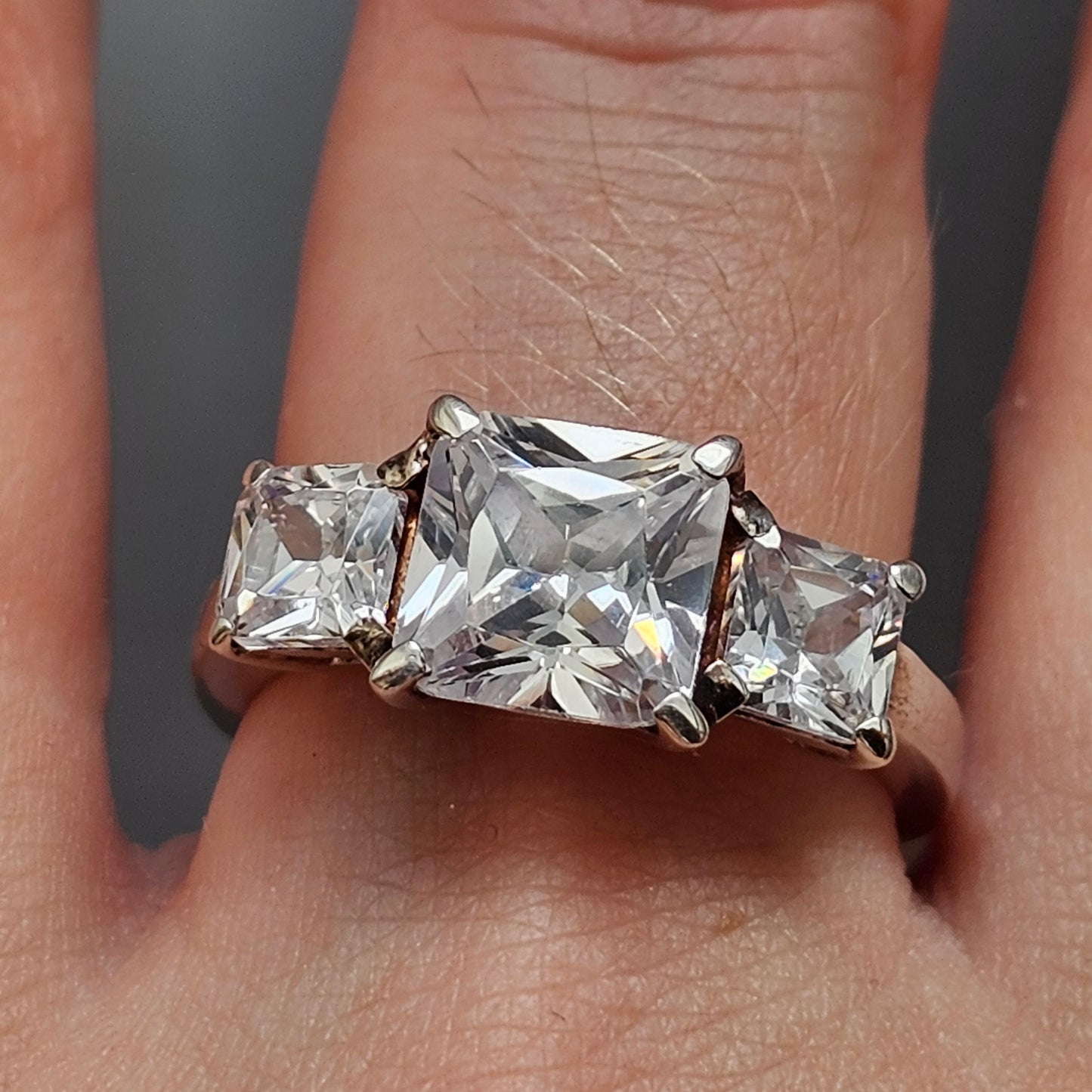 Sterling Silver Three Stone Cubic Zirconia Ring