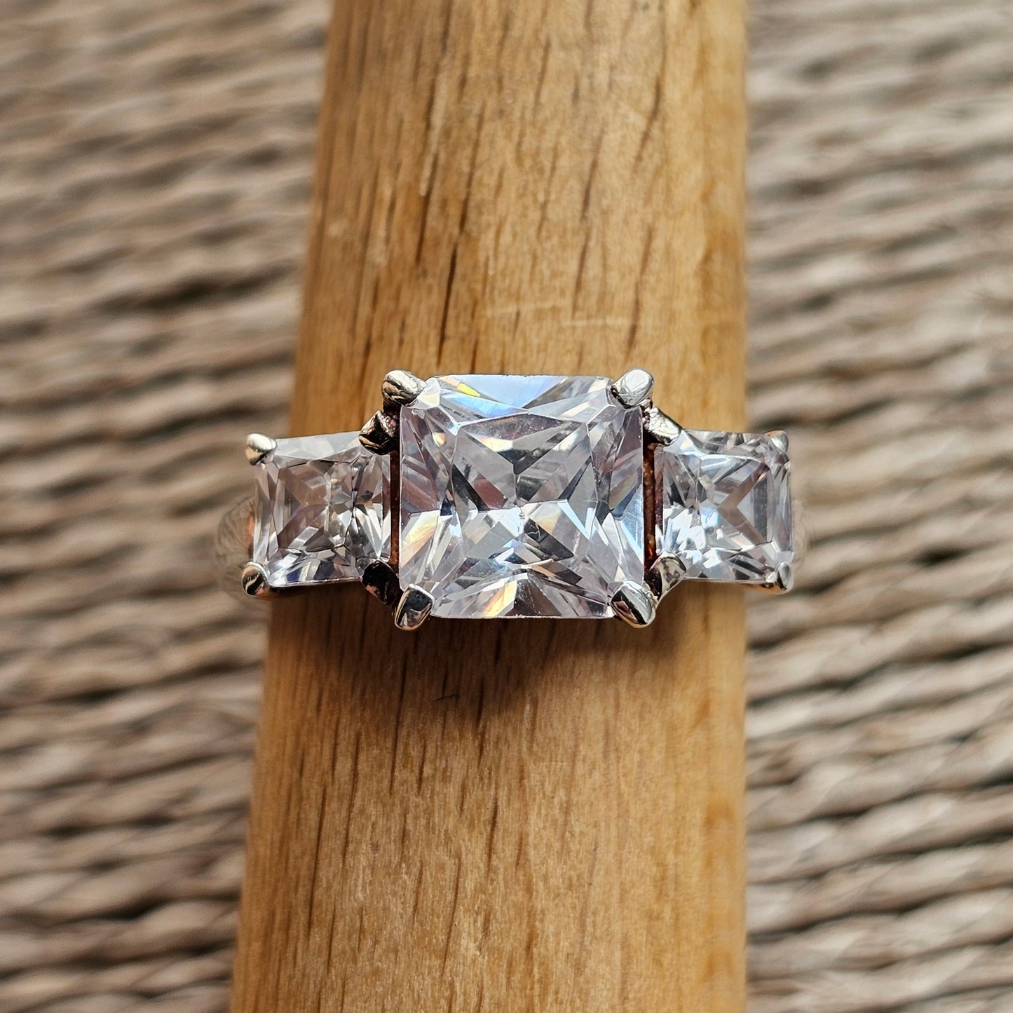 Sterling Silver Three Stone Cubic Zirconia Ring