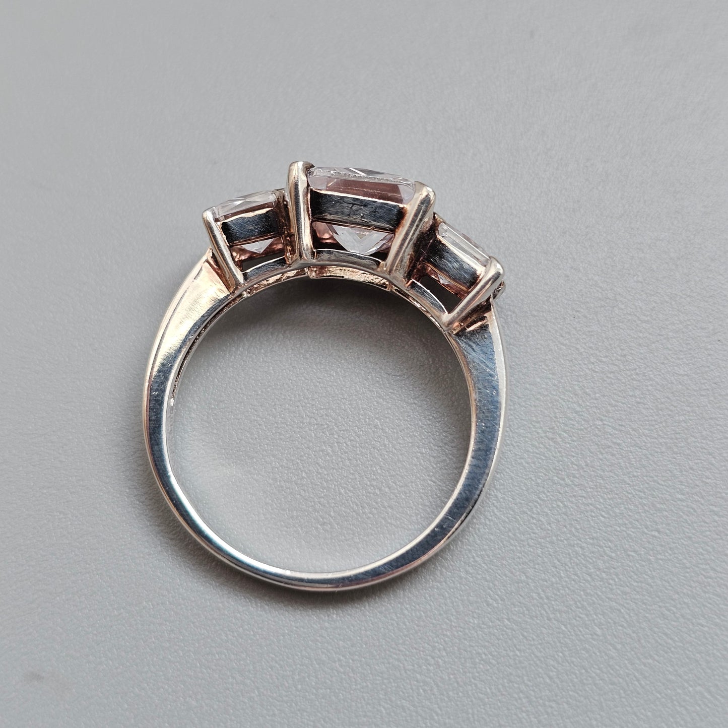 Sterling Silver Three Stone Cubic Zirconia Ring