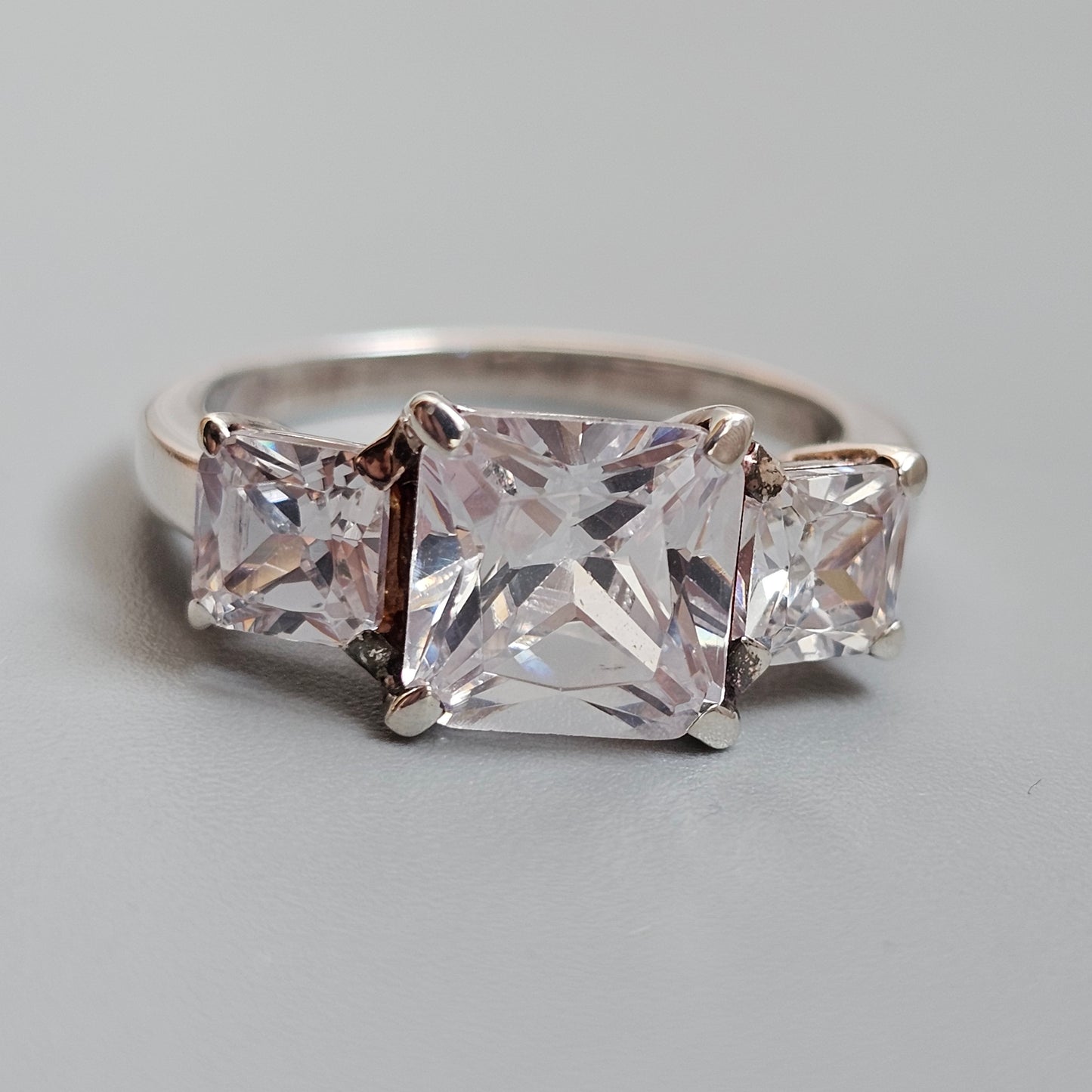Sterling Silver Three Stone Cubic Zirconia Ring
