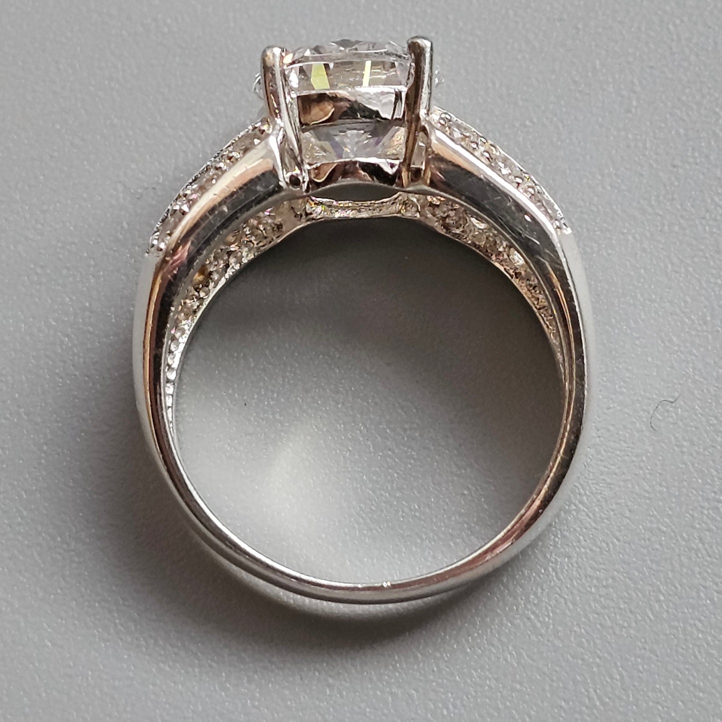 Sterling Silver Oval Cubic Zirconia Statement Ring