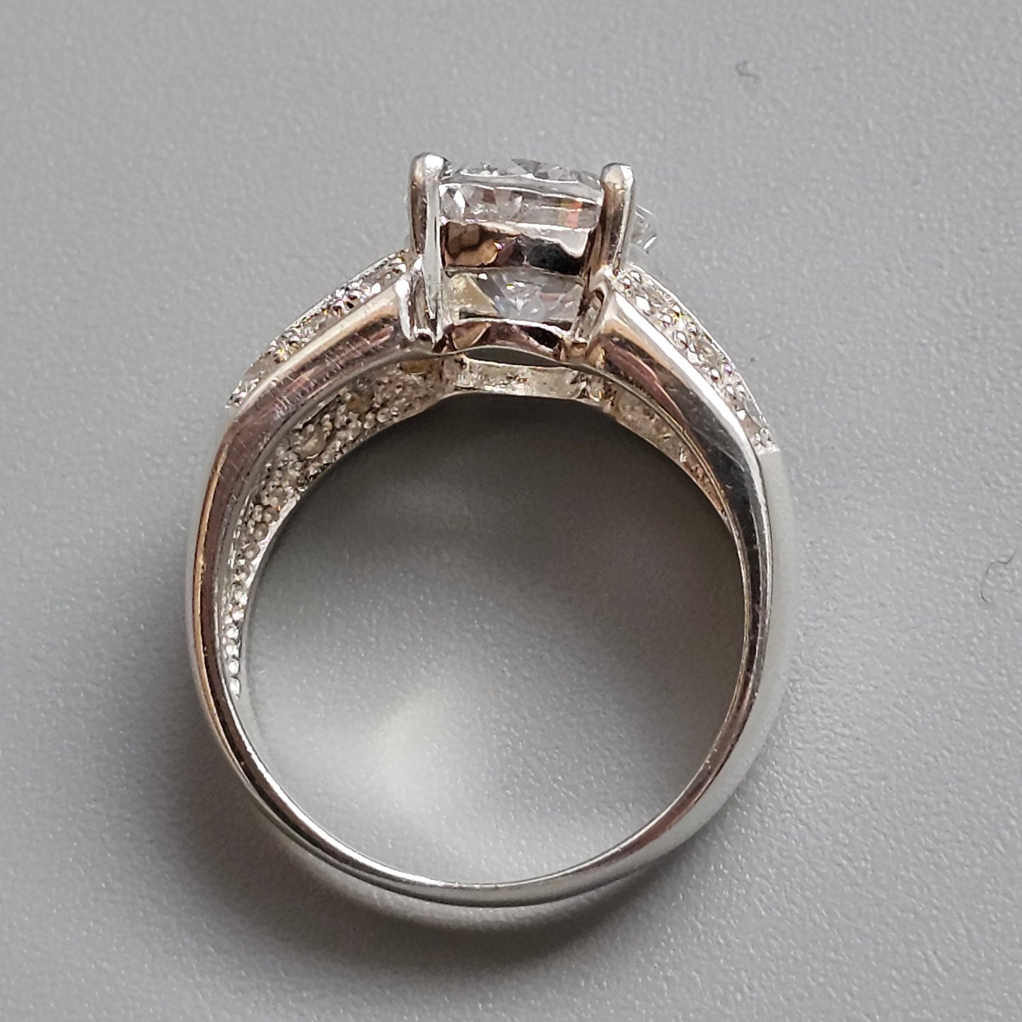 Sterling Silver Oval Cubic Zirconia Statement Ring