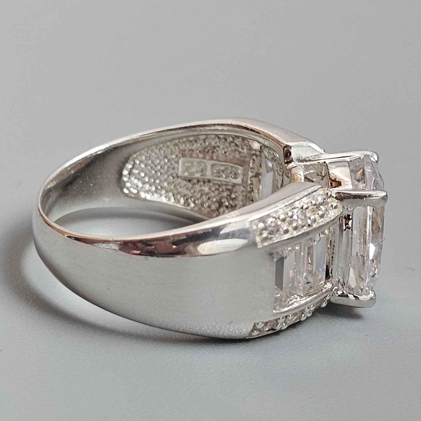Sterling Silver Oval Cubic Zirconia Statement Ring