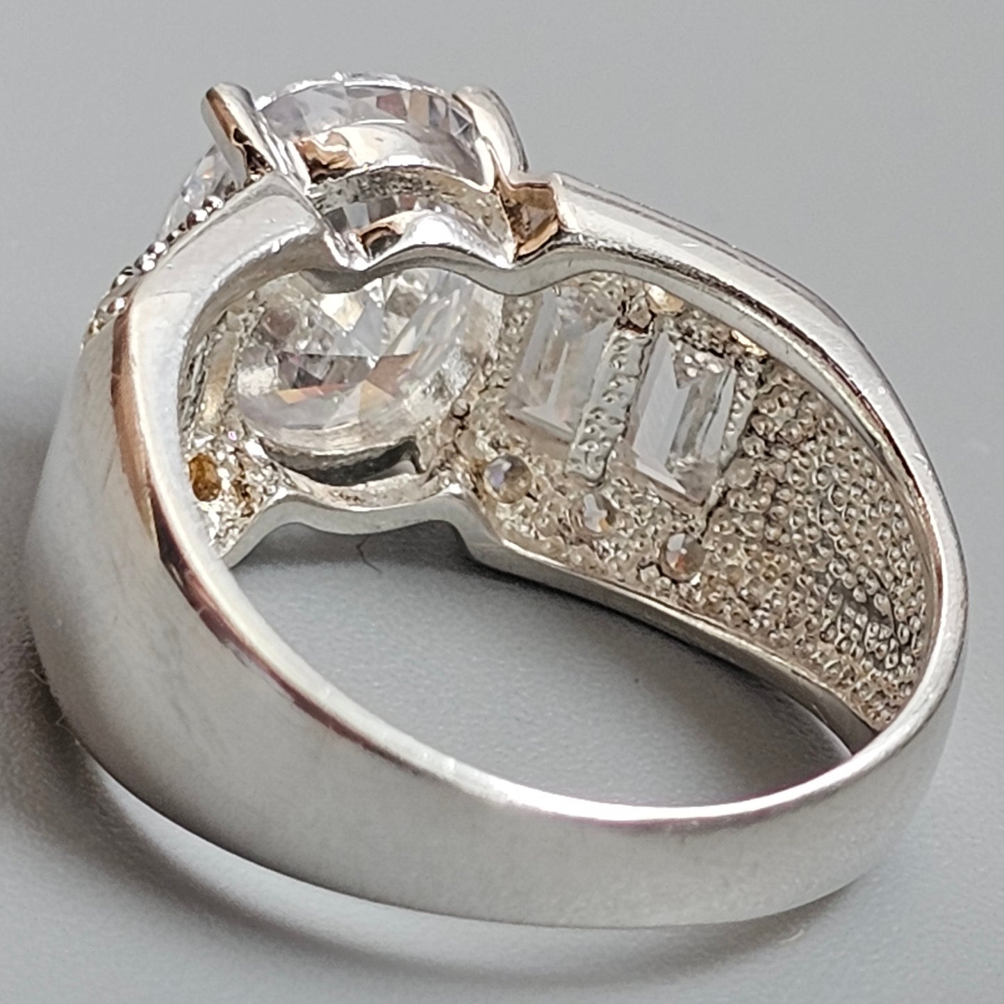 Sterling Silver Oval Cubic Zirconia Statement Ring