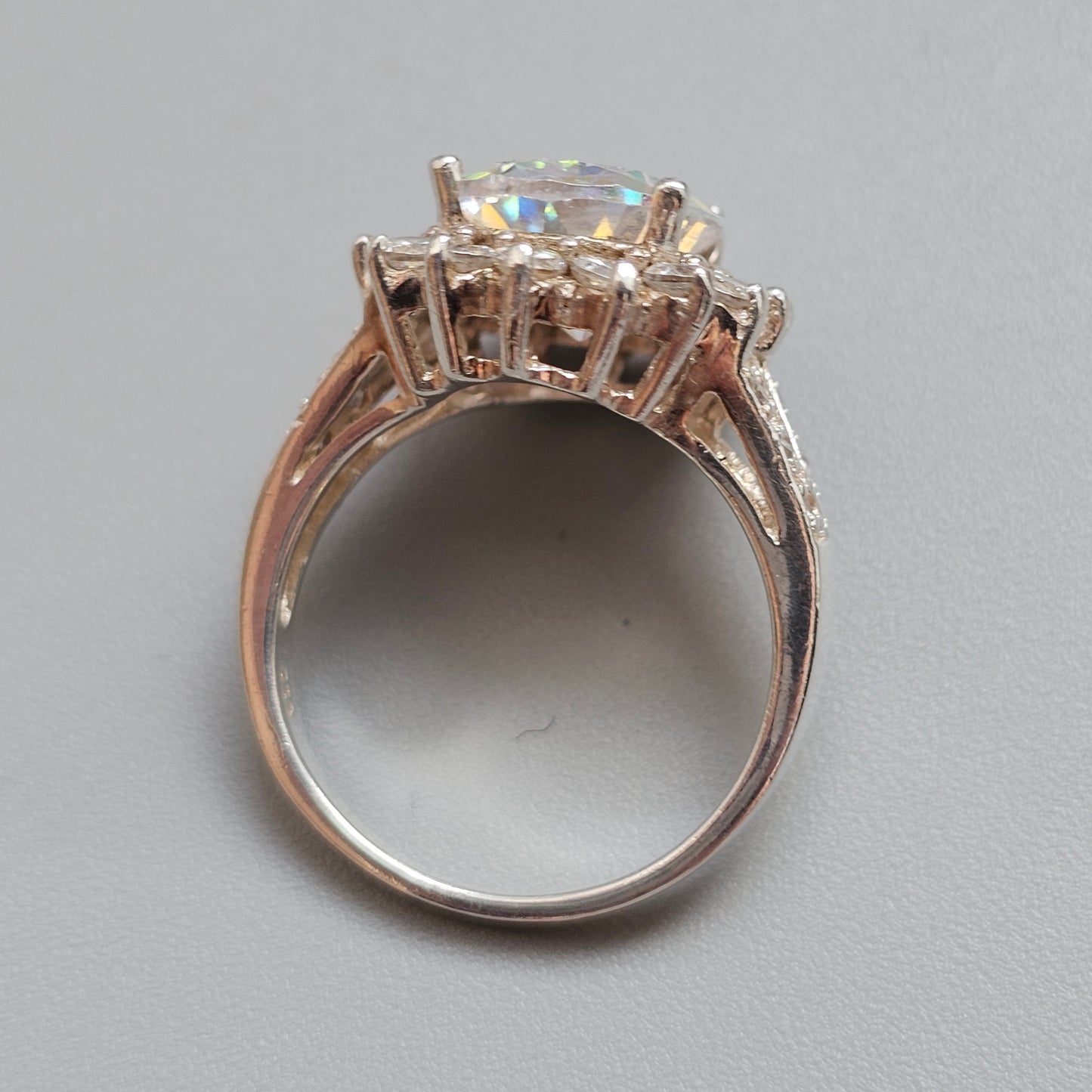 Sterling Silver Iridescent Cubic Zirconia Cluster Ring